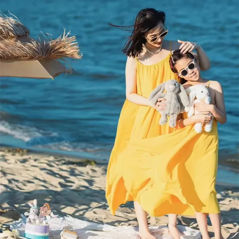 Baby Yellow Clothing Women - Vestido de playa a juego para